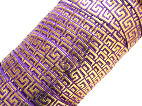 Purple With Gold Squares - FOE- Fold Over Elastic -  Fantastic Elastic Company