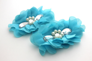 Extra Large Tear Jeweled Pearl Flowers - 1 Flowers -  Fantastic Elastic Company