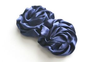 Large Satin Rolled Rose/Rosettes - 2 Flowers -  Fantastic Elastic Company