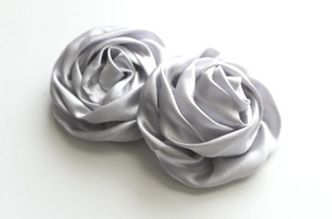 Large Satin Rolled Rose/Rosettes - 2 Flowers -  Fantastic Elastic Company