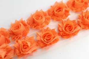 Petite Shabby Flower Trims (Solid Colors) - 1/2 Yard Trim -  Fantastic Elastic Company