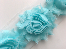 Load image into Gallery viewer, Shabby Rose Flower Trims (Blues, Purples) - 1/2 Yard -  Fantastic Elastic Company
