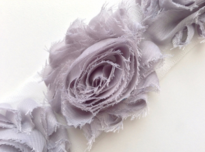 Shabby Rose Flower Trims (Neutrals) - 1/2 Yard -  Fantastic Elastic Company