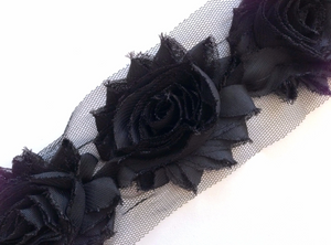 Shabby Rose Flower Trims (Neutrals) - 1/2 Yard -  Fantastic Elastic Company