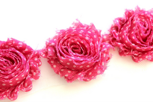 Shabby Rose Flower Trims (Patterns: Dots) - 1/2 Yards -  Fantastic Elastic Company