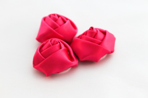 Small Satin Rolled Roses - 3 Flowers -  Fantastic Elastic Company