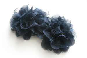 Solid Colors Large Chiffon Lace Flowers - 2 Flowers -  Fantastic Elastic Company