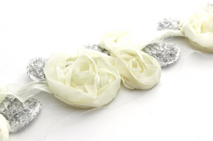 Silver Leaf Trio Flowers - 2 Flowers -  Fantastic Elastic Company