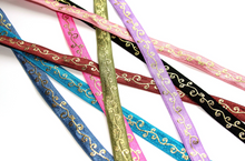 Load image into Gallery viewer, Gold Vines - FOE - Fold Over Elastic -  Fantastic Elastic Company
