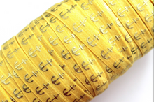 Load image into Gallery viewer, Gold Anchors - FOE - Fold Over Elastic -  Fantastic Elastic Company
